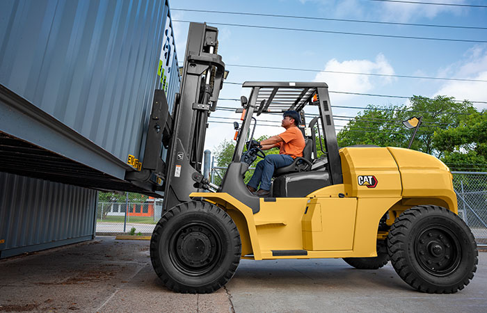 cat pneuamtic forklift forklift outside