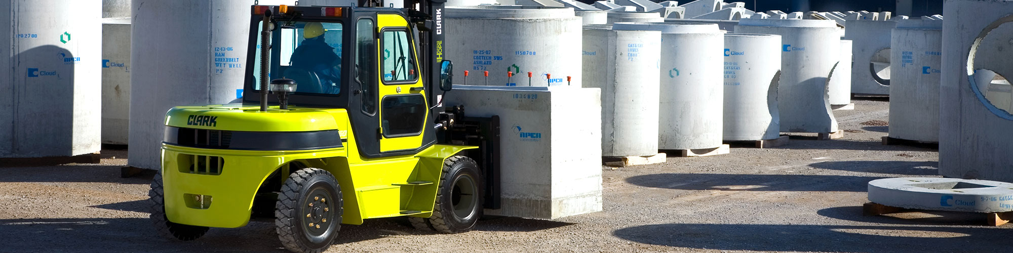 clark pneumatic forklift outside