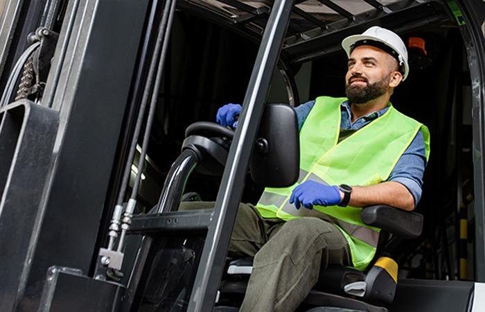 man on a forklift